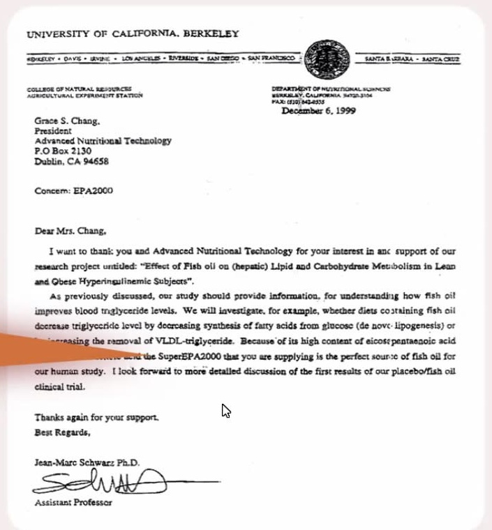 Official UC Berkeley Clinical Human Trial Endorsement Letter